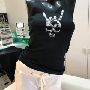 Ženska majica bez rukava s printom rock lubanja