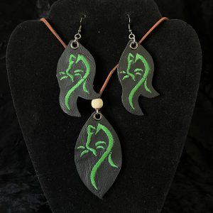 Komplet lančić + naušnice Mačka